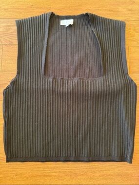 NSR Black Ribbed Square Neck Crop Top